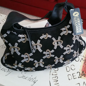 Christine Alexander Leather Hobe Crystal Handbag